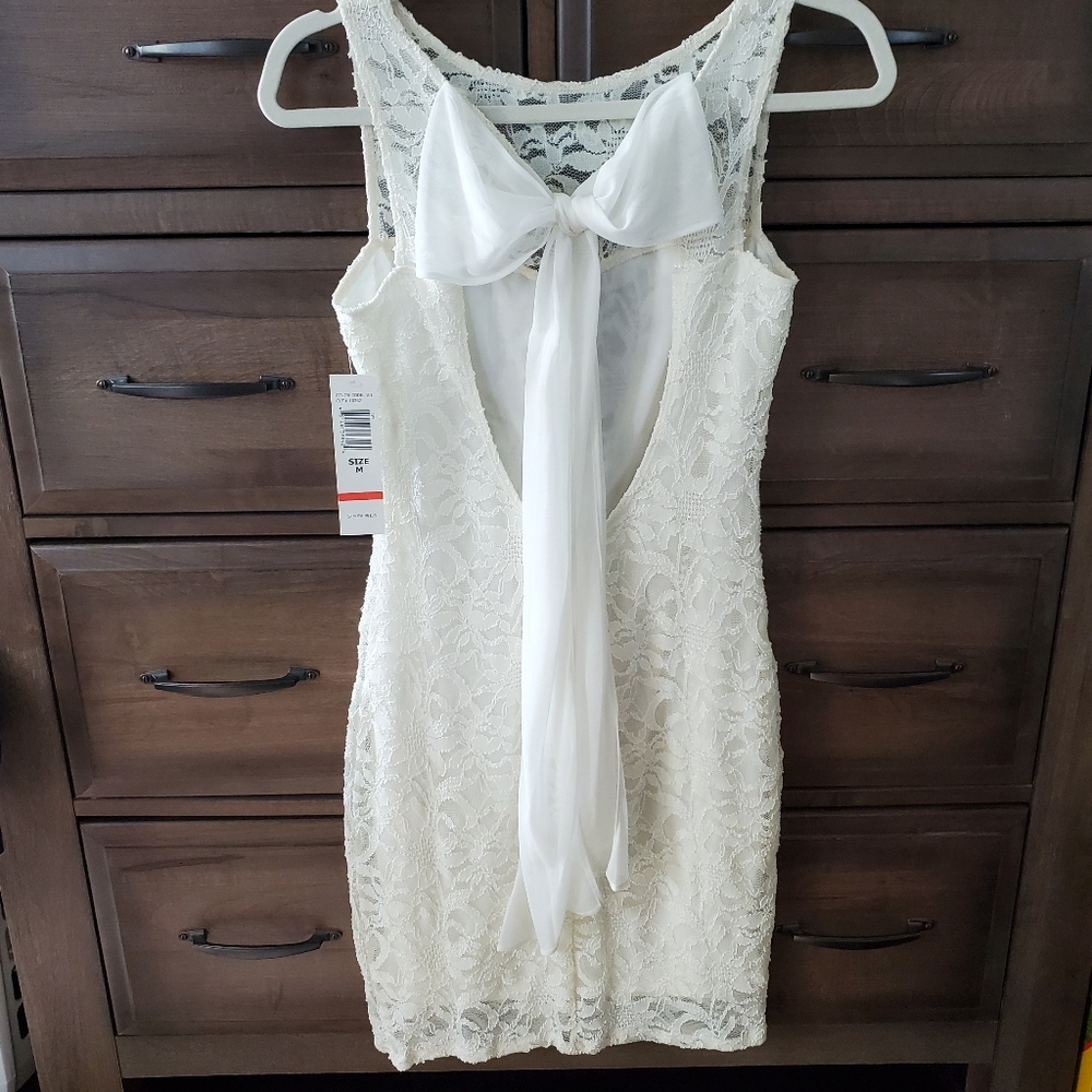 Ivory Lace Tie-Back Dress NWT